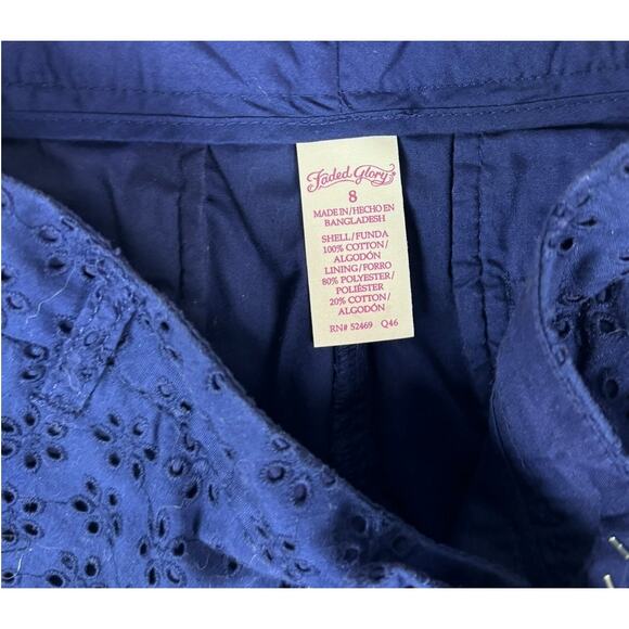 Faded Glory Size 8 Blue Eyelet Shorts - Picture 3 of 7